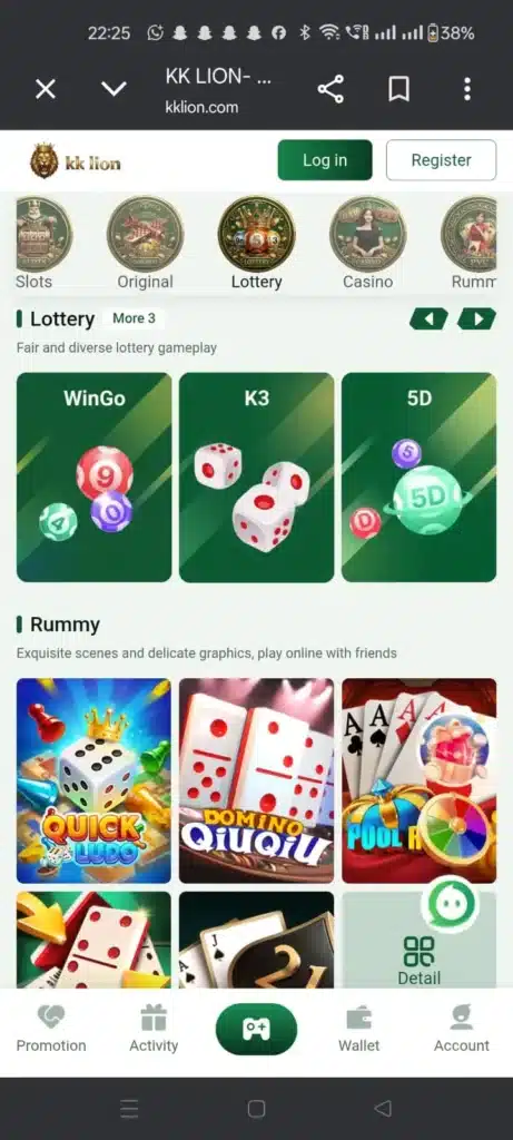 Home 2 KK Lion Game User Friendly Real Interface Screenshot